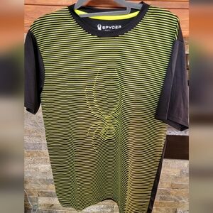 Spyder Men's Black and Yellow Striped Tee